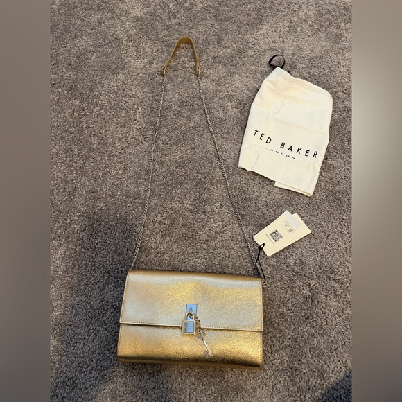 Ted Baker London Cyra metallic leather crossbody bag NWT - Picture 6 of 14